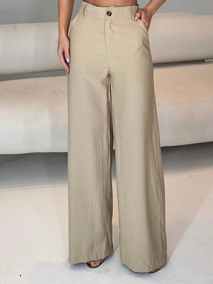 Calça pantalona com bolso