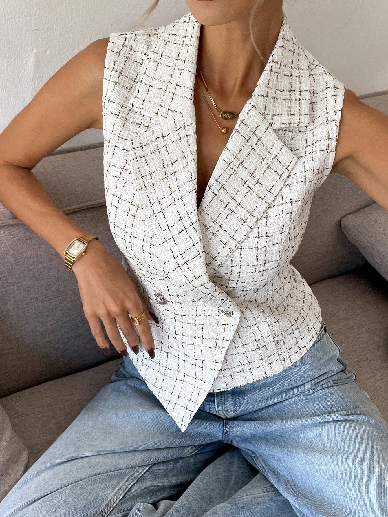 Colete Alfaiataria Feminino Sem Mangas