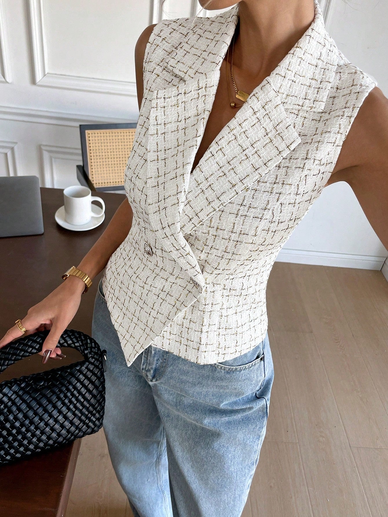  Colete Alfaiataria Feminino Sem Mangas