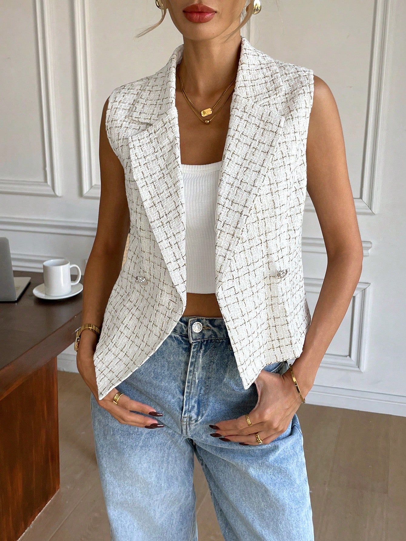  Colete Alfaiataria Feminino Sem Mangas