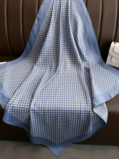 Lenço de Seda Quadrado com Estampa Listrada, Adequado para Uso Diário.