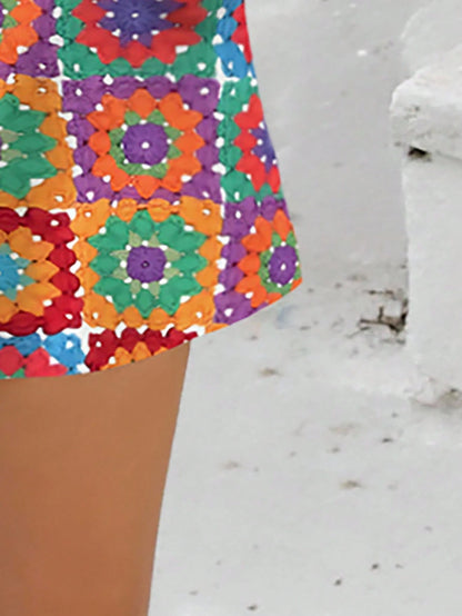  Conjunto de Regata Confortável com Estampa Floral Retrô Feminina, Estilo Vintage, Adequado para Férias de Primavera/Verão