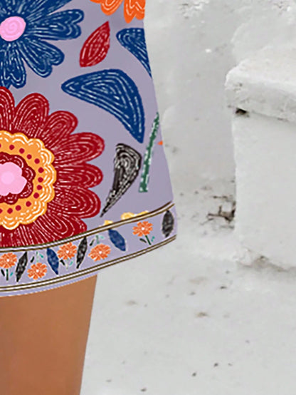  Conjunto de Regata Confortável com Estampa Floral Retrô Feminina, Estilo Vintage, Adequado para Férias de Primavera/Verão