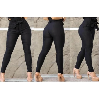 Calça Clochard Feminina com Laço Cintura Alta em Bengaline Xadrez e Lisa – Fernanza