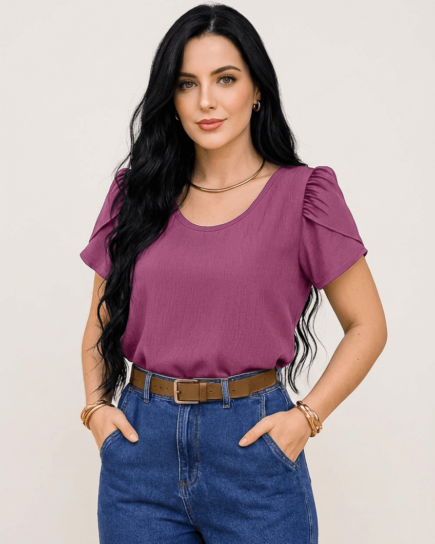 Blusa Feminina Social Duna Premium Confortável Manga Tulipa – Fernanza