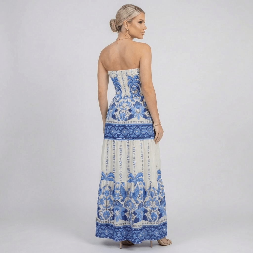 Vestido Longo Tomara‑que‑Caia Estampado Floral Tropical – Fernanza