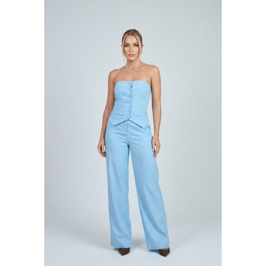 Conjunto Feminino Calça Pantalona com Blusa Tomara que Caia – Elegância e Versatilidade para Todas as Ocasiões | Fernanza