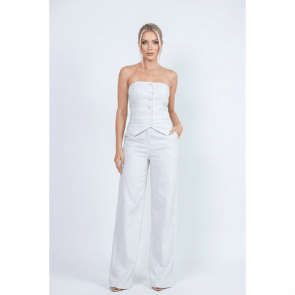 Conjunto Feminino Calça Pantalona com Blusa Tomara que Caia – Elegância e Versatilidade para Todas as Ocasiões | Fernanza