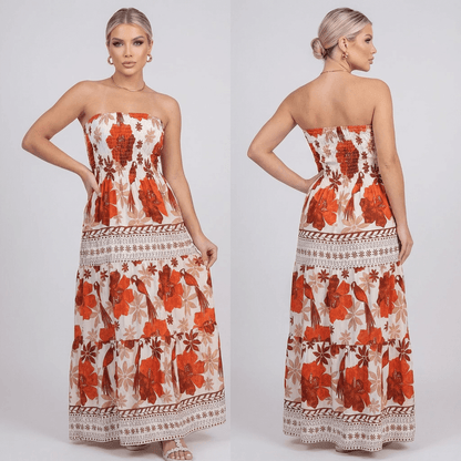 Vestido Longo Tomara‑que‑Caia Estampado Floral Tropical – Fernanza