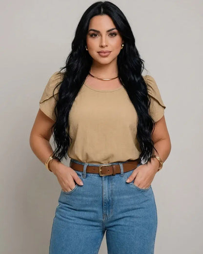 BLUSA FEMININO MODA SOCIAL BLUSAS FEMININA CONFORTÁVEL LUXO BLUSINHA BASICA PREMIUM MODA ESTILOSA LISA BASICA VERÃO