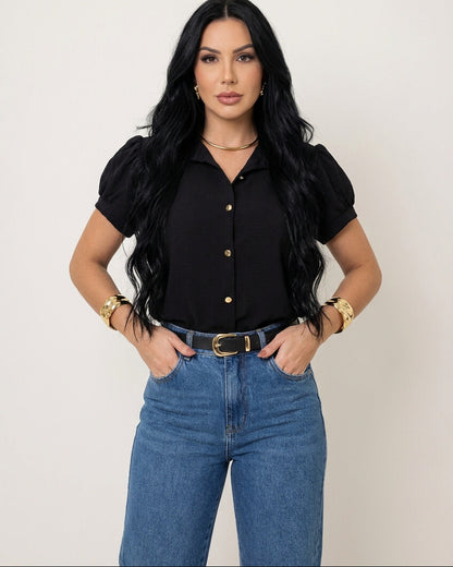 Blusa Feminina Social Duna Premium Confortável Manga Tulipa – Fernanza