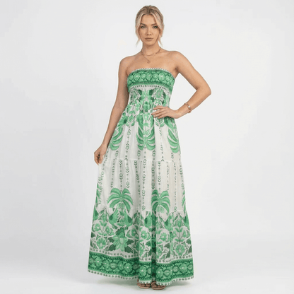 Vestido Longo Tomara‑que‑Caia Estampado Floral Tropical – Fernanza
