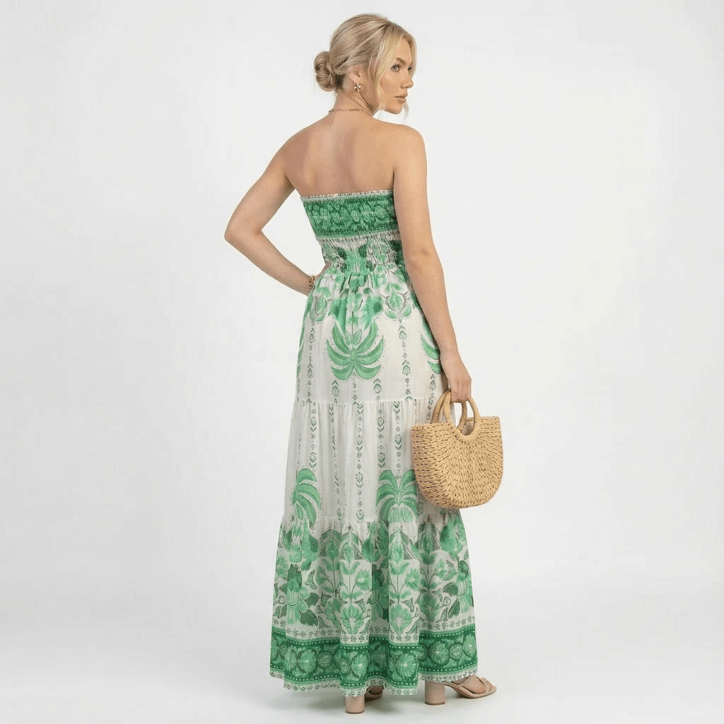 Vestido Longo Tomara‑que‑Caia Estampado Floral Tropical – Fernanza