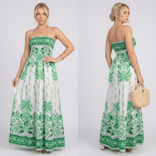 Vestido Longo Tomara‑que‑Caia Estampado Floral Tropical – Fernanza