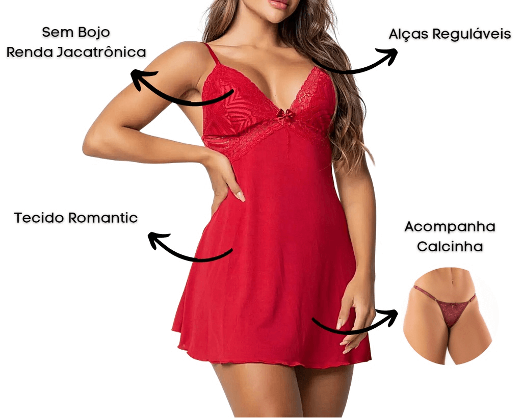 Camisola Sexy em Renda com Calcinha – Conforto, Sensualidade e Ajuste Perfeito – Fernanza