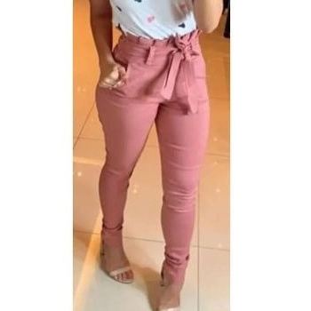calça femenina clochard de bengaline com laço cintura alta