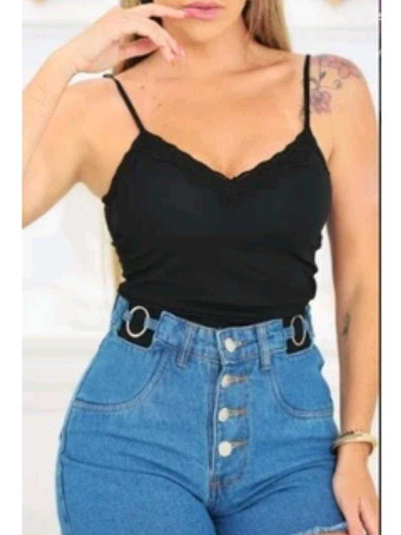 Blusa blusinha Feminina de Alcinha de Renda com Bojo Primavera verão