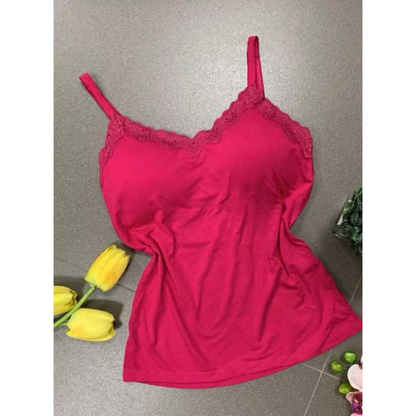 Blusa blusinha Feminina de Alcinha de Renda com Bojo Primavera verão