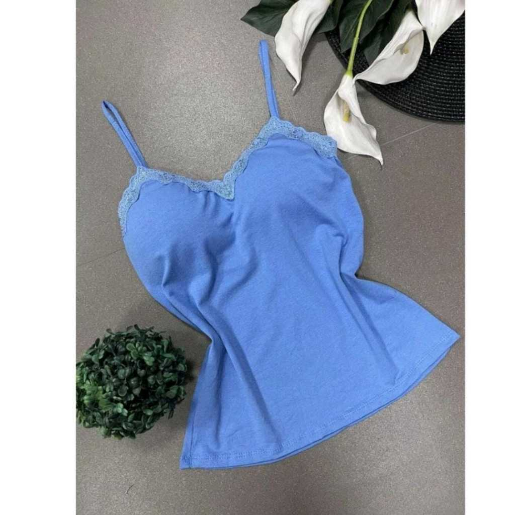 Blusa blusinha Feminina de Alcinha de Renda com Bojo Primavera verão