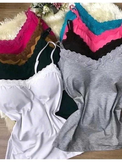 Blusa blusinha Feminina de Alcinha de Renda com Bojo Primavera verão