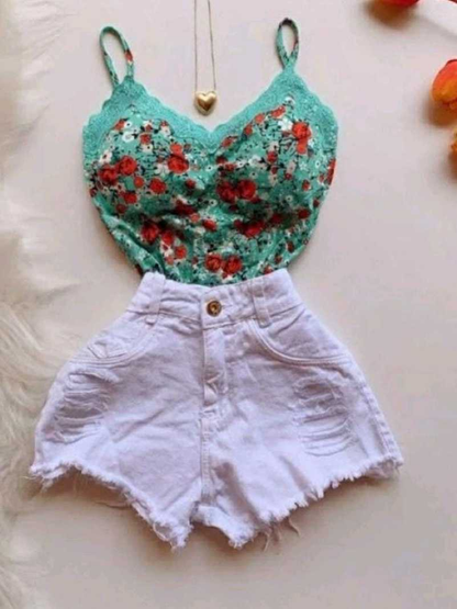 Blusa blusinha Feminina de Alcinha de Renda com Bojo Primavera verão