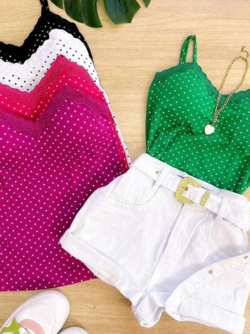 Blusa blusinha Feminina de Alcinha de Renda com Bojo Primavera verão