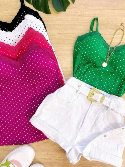 Blusa blusinha Feminina de Alcinha de Renda com Bojo Primavera verão