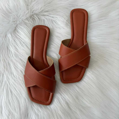 Sandália Rasteirinha Feminina com tiras cruzadas/ chinelo casual WA