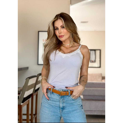 Blusa blusinha Feminina de Alcinha de Renda com Bojo Primavera verão