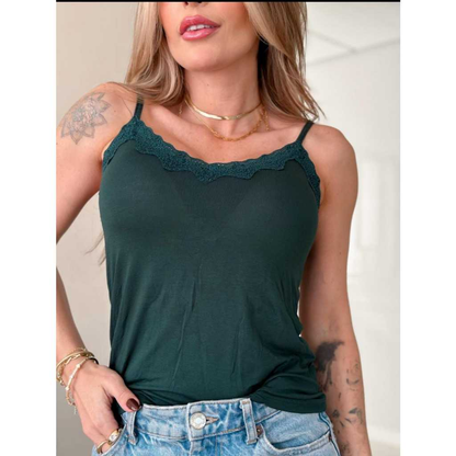 Blusa blusinha Feminina de Alcinha de Renda com Bojo Primavera verão