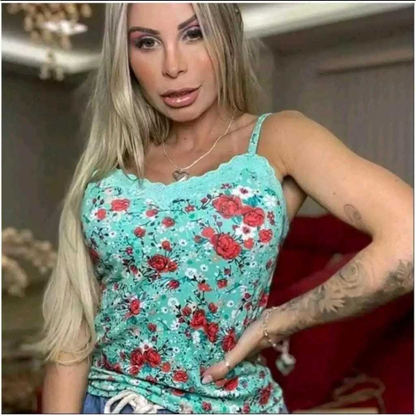 Blusa blusinha Feminina de Alcinha de Renda com Bojo Primavera verão