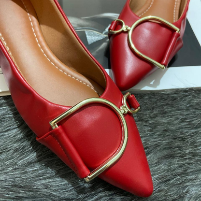 Sapatilha Feminina Bico Fino com Fivela Dourada – Elegância, Conforto e Versatilidade – Fernanza