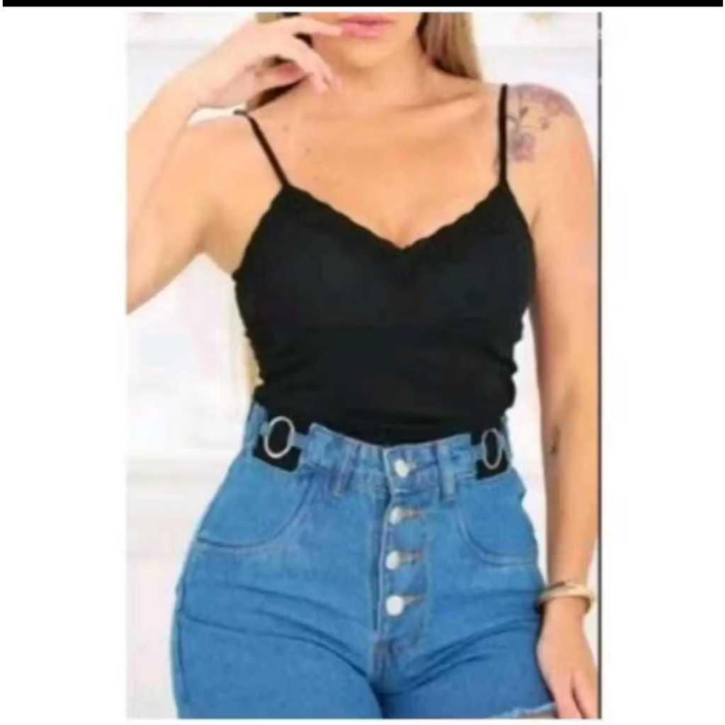 Blusa blusinha Feminina de Alcinha de Renda com Bojo Primavera verão