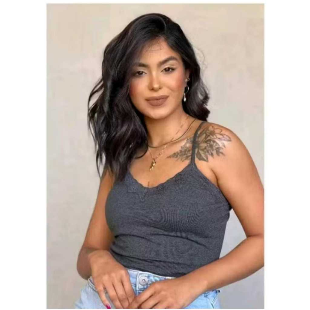 Blusa blusinha Feminina de Alcinha de Renda com Bojo Primavera verão