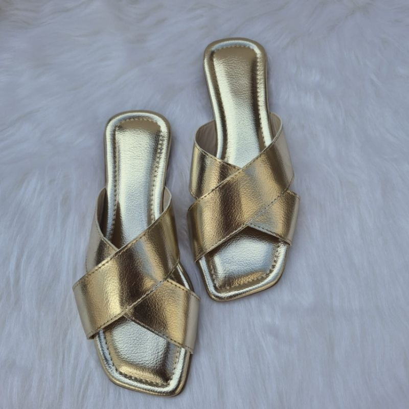 Sandália Rasteirinha Feminina com tiras cruzadas/ chinelo casual WA