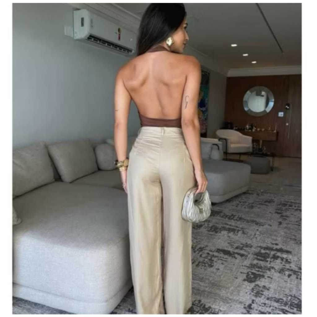 Blusa Feminina Gola Boba Choker Estilosa Regata Suplex Malha Moda casual Blogueira lançamento 2025