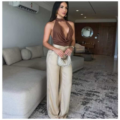 Blusa Feminina Gola Boba Choker Estilosa Regata Suplex Malha Moda casual Blogueira lançamento 2025