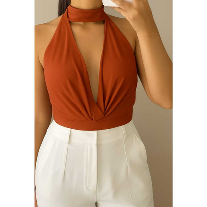 Blusa Feminina Gola Boba Choker Estilosa Regata Suplex Malha Moda casual Blogueira lançamento 2025