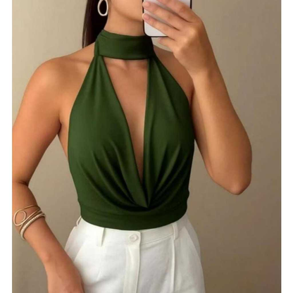 Blusa Feminina Gola Boba Choker Estilosa Regata Suplex Malha Moda casual Blogueira lançamento 2025