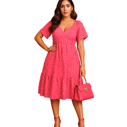 VESTIDO CURTO FEMENINO COM ELASTEX NA SINTURA TEJIDO DUNA LISO