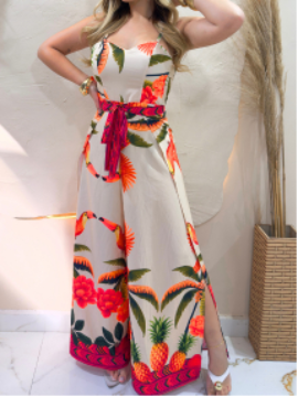 Macacão Envelope Longo moda Feminino Verão 2025 com bojo