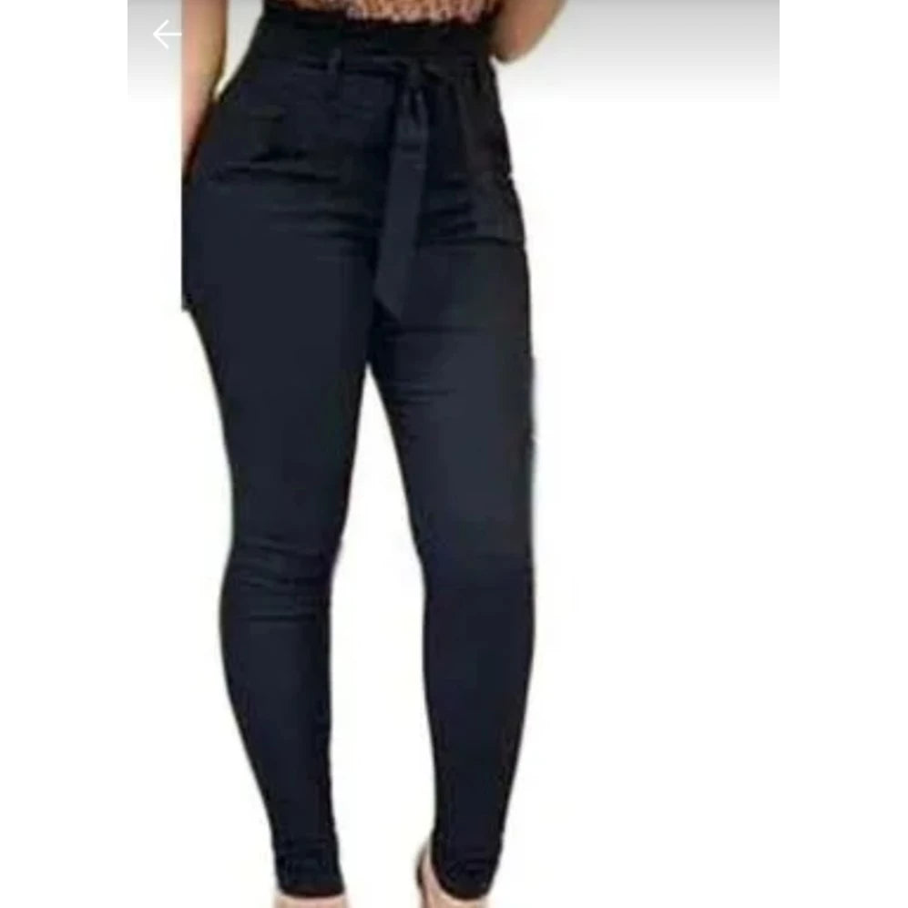 calça femenina clochard de bengaline com laço cintura alta