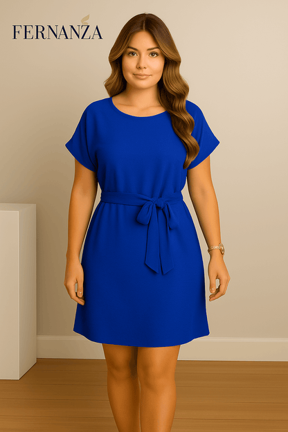Look feminino com vestido casual elegante da marca Fernanza, ideal para o dia a dia, com corte solto e tecido leve gostoso.